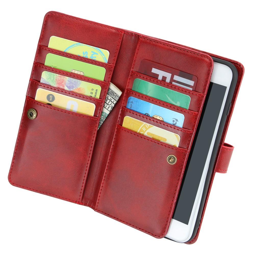 Multi-Slot tipo cartera de cuero iPhone 7 rojo