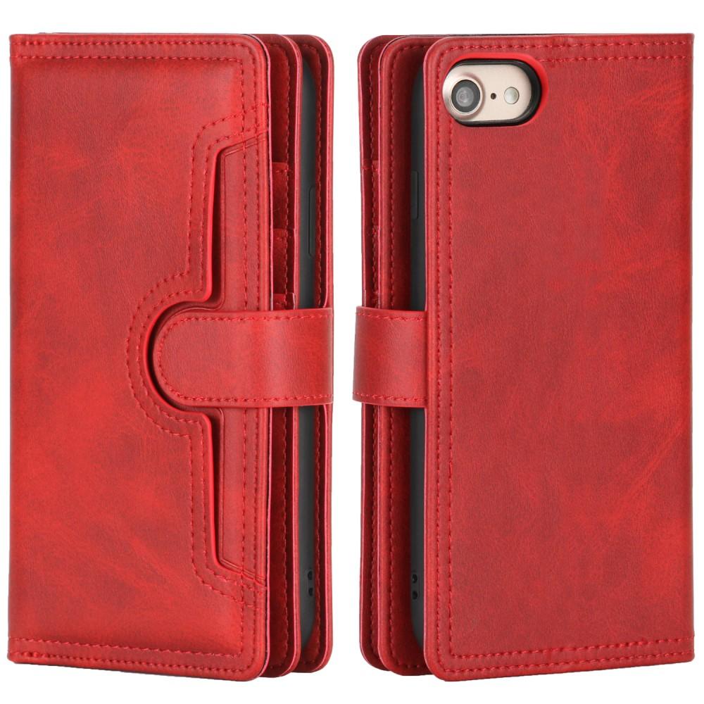 Multi-Slot tipo cartera de cuero iPhone SE (2022) rojo