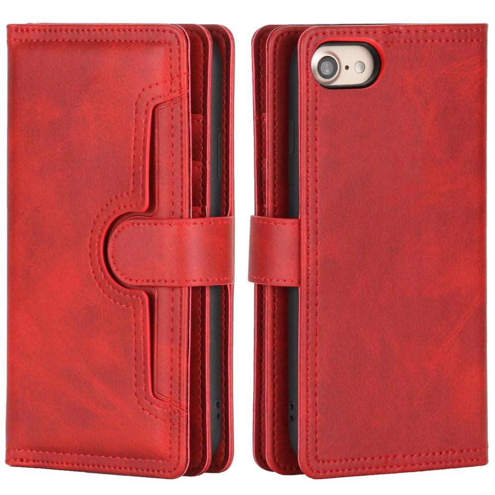 Multi-Slot tipo cartera de cuero iPhone 7 rojo