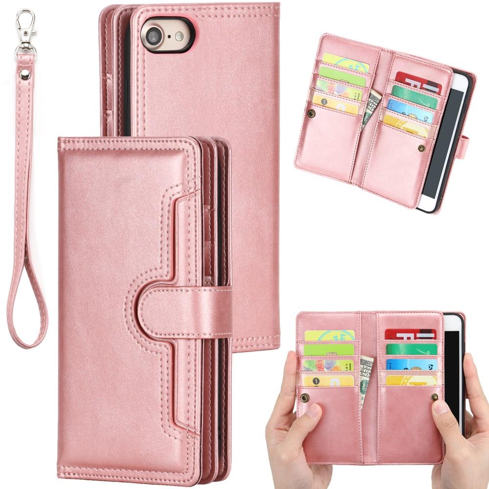 Multi-Slot tipo cartera de cuero iPhone 7 oro rosa
