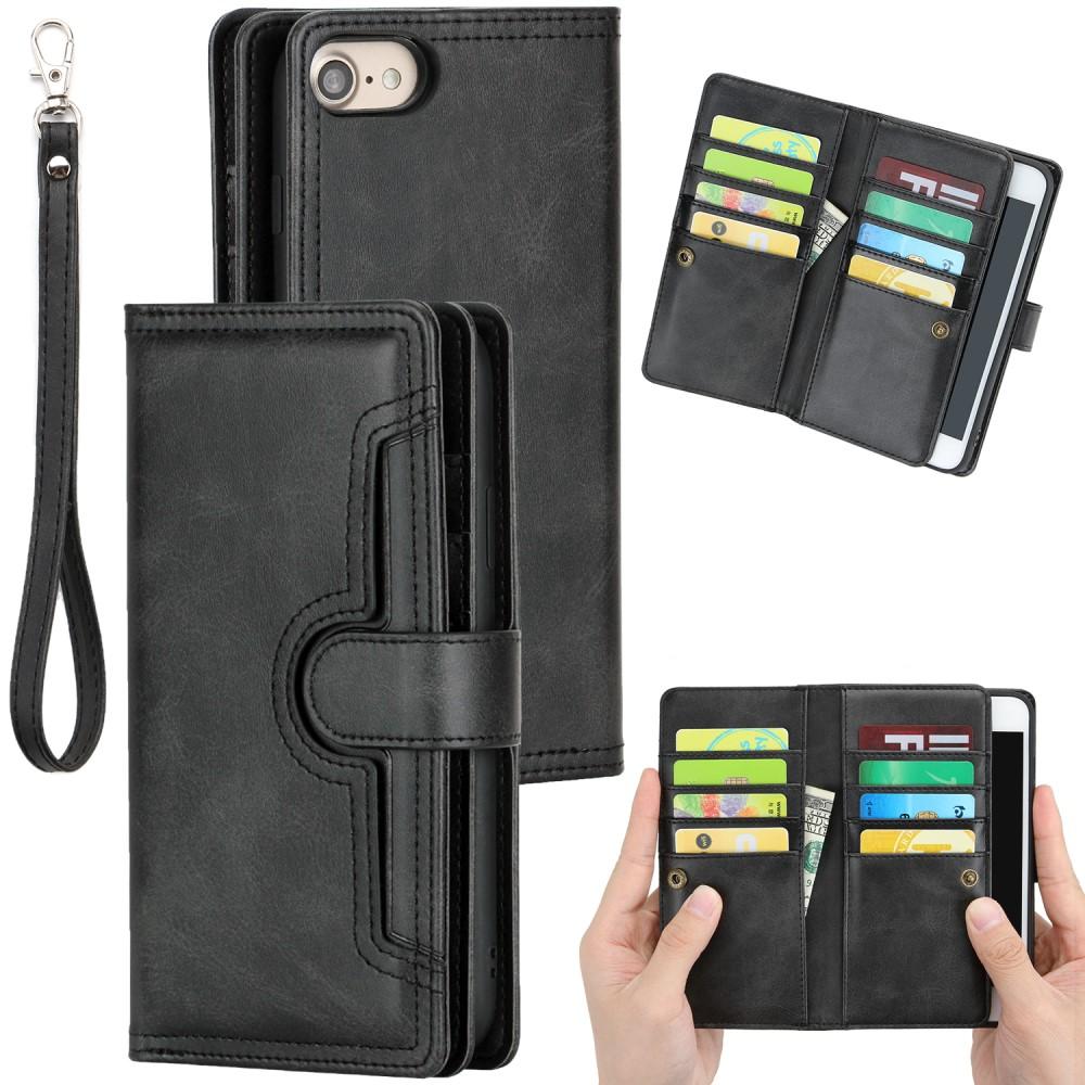 Multi-Slot tipo cartera de cuero iPhone SE (2020) negro