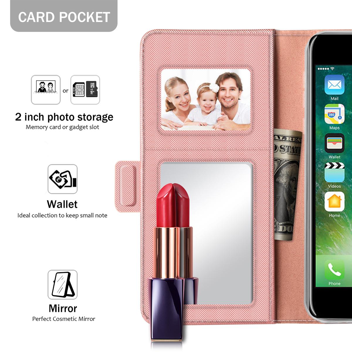 Funda con solapa Espejo iPhone 8 oro rosado