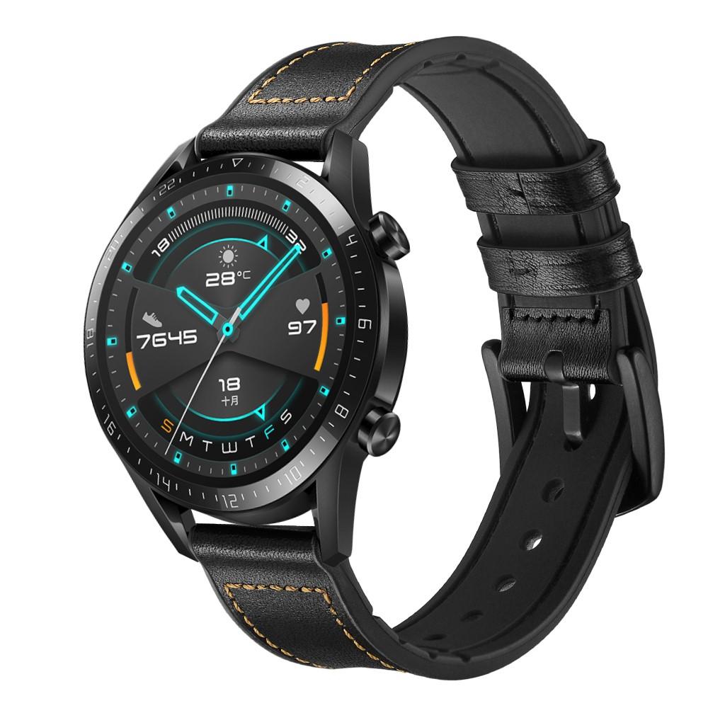 Correa de piel de primera calidad Huawei Watch GT 2 Pro/Watch GT 2 46mm/Watch GT 2e/Watch GT Negro