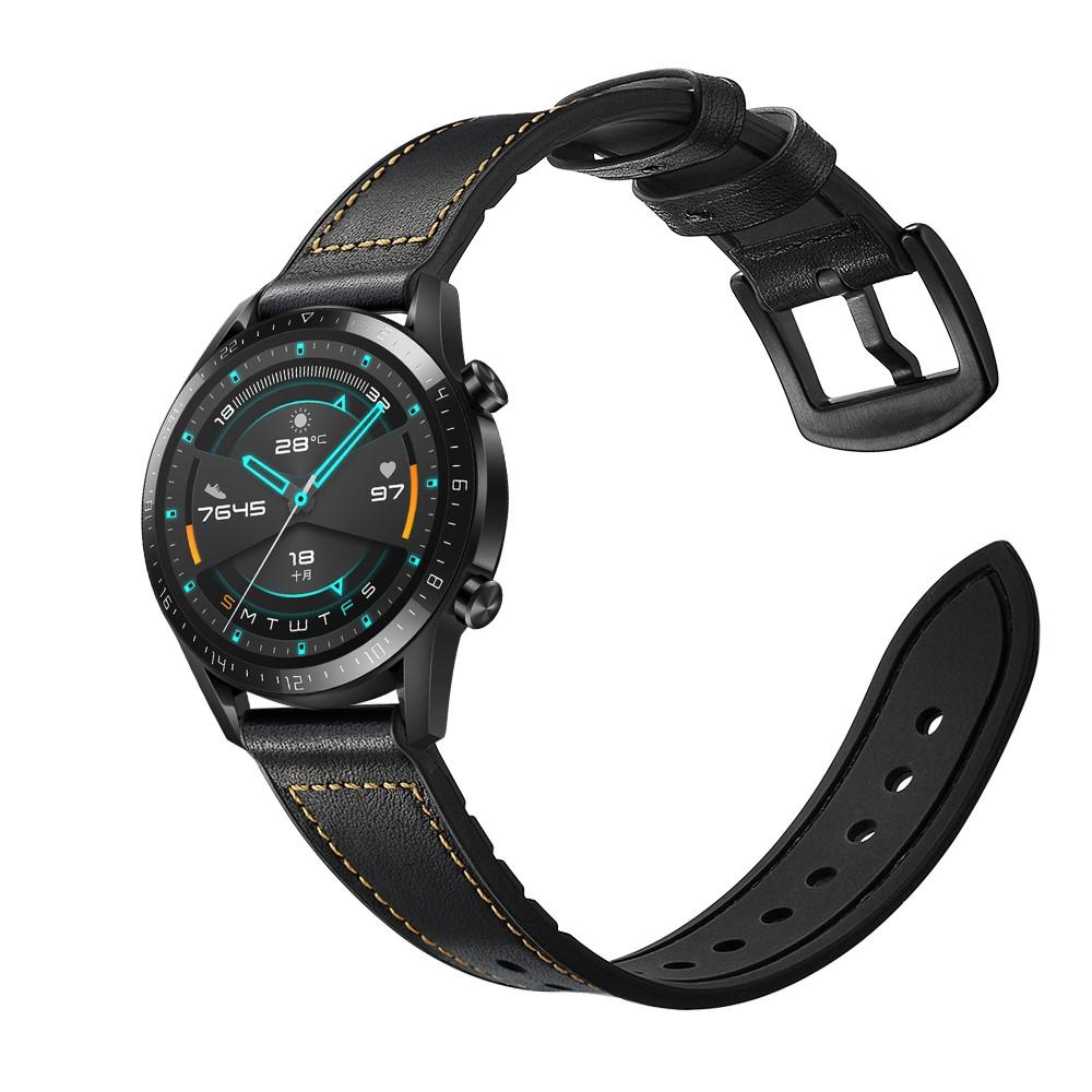Correa de piel de primera calidad Huawei Watch GT 2 Pro/Watch GT 2 46mm/Watch GT 2e/Watch GT Negro