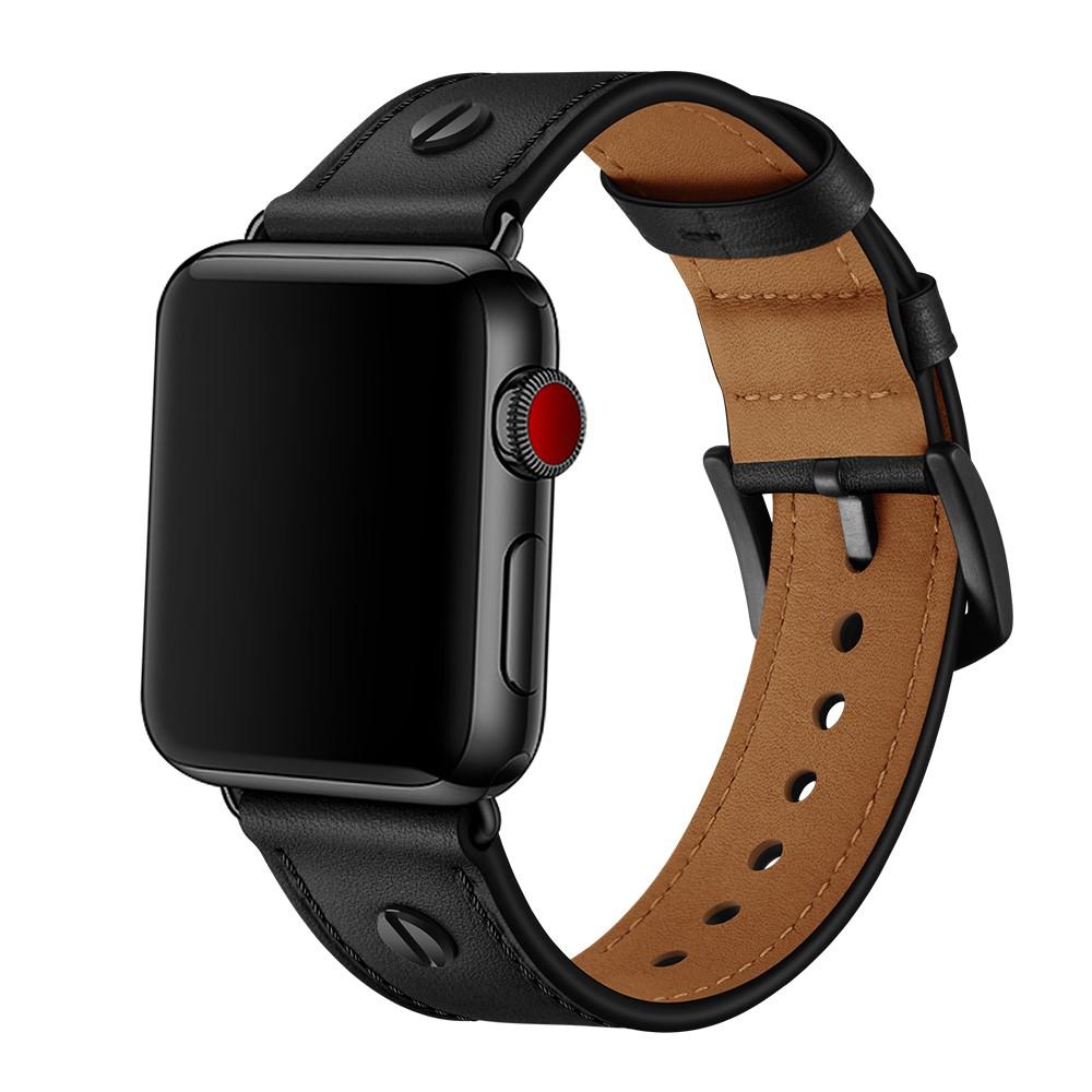 Correa de Piel con Tachuelas Apple Watch SE 44mm negro