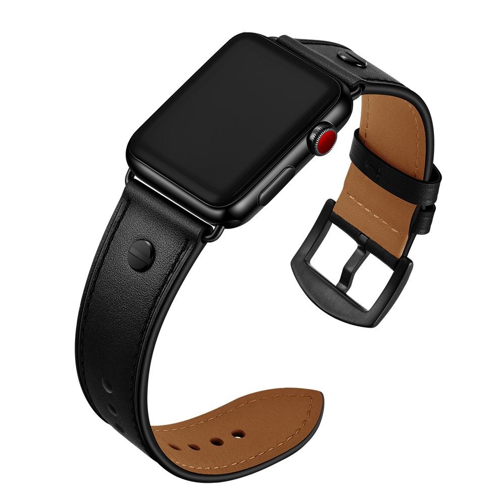 Correa de Piel con Tachuelas Apple Watch 45mm Series 8 Negro