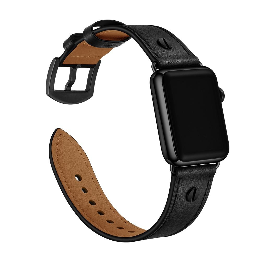 Correa de Piel con Tachuelas Apple Watch 45mm Series 7 negro