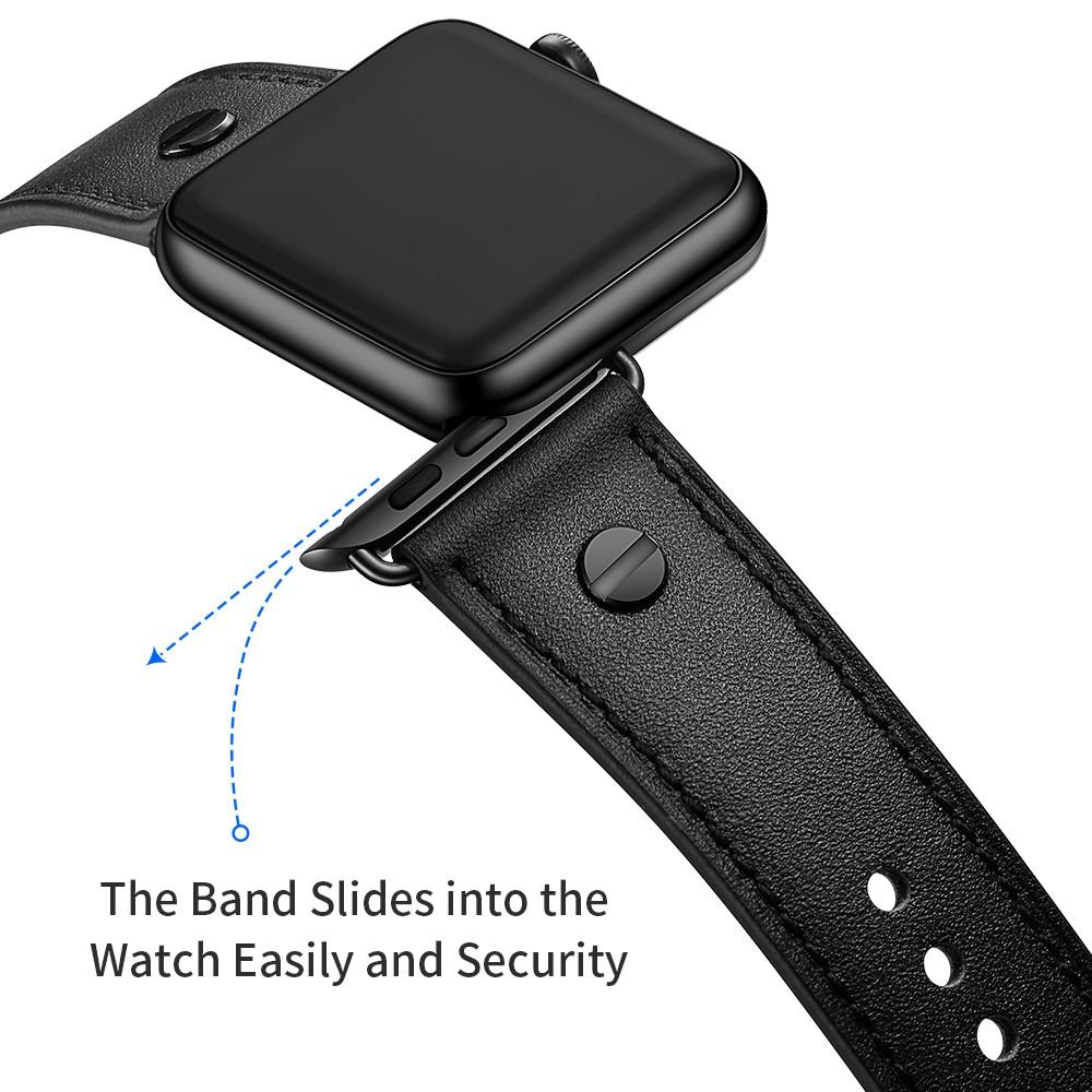 Correa de Piel con Tachuelas Apple Watch 45mm Series 9 negro