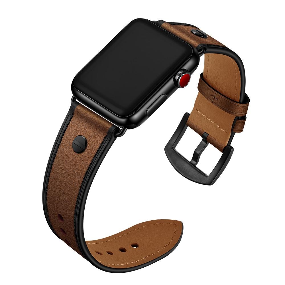 Correa de Piel con Tachuelas Apple Watch 44mm marrón