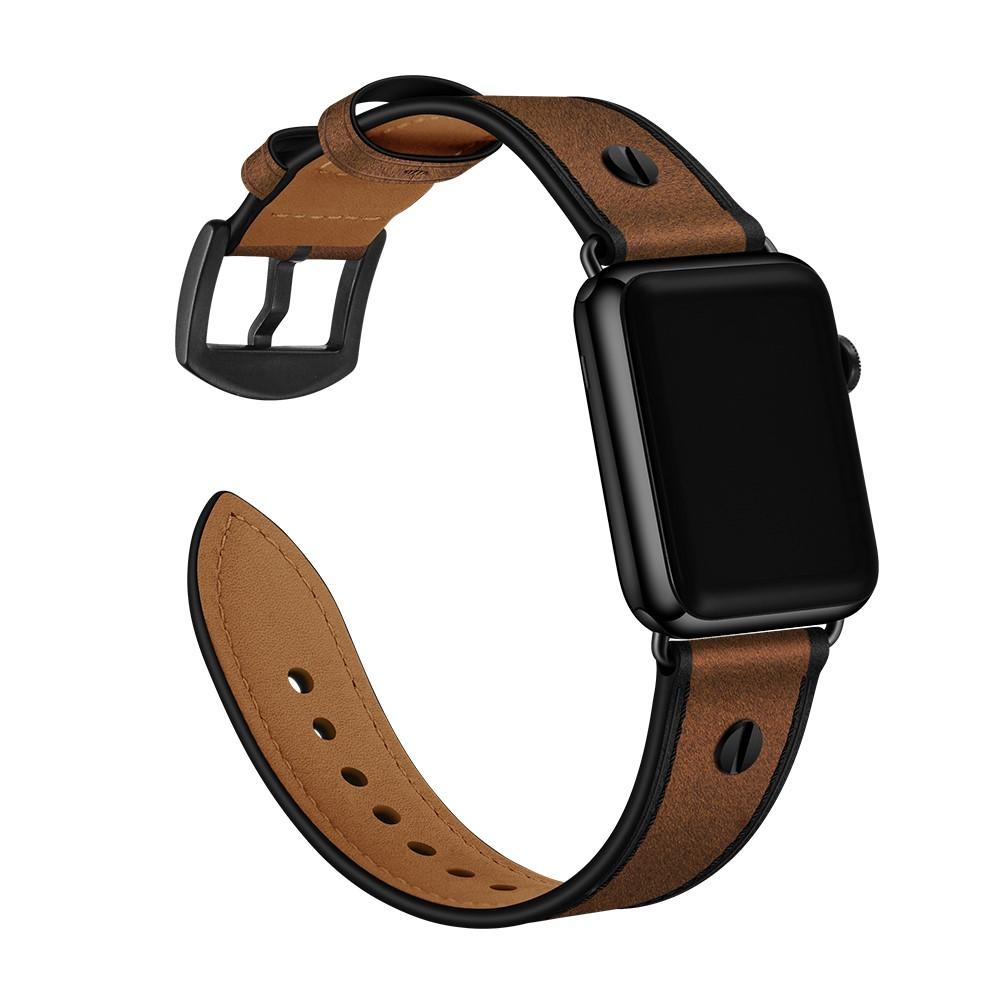 Correa de Piel con Tachuelas Apple Watch Ultra 49mm marrón