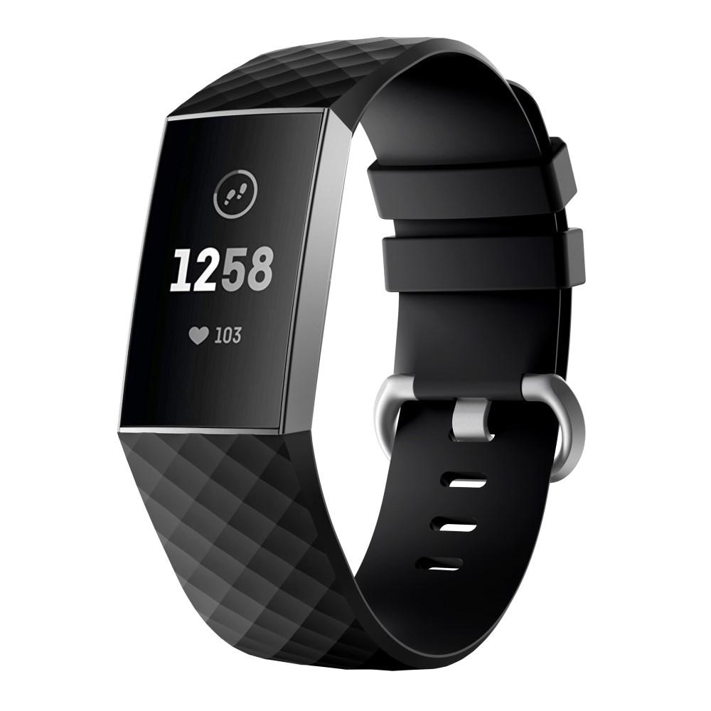 Correa de silicona para Fitbit Charge 3/Charge 4, Negro