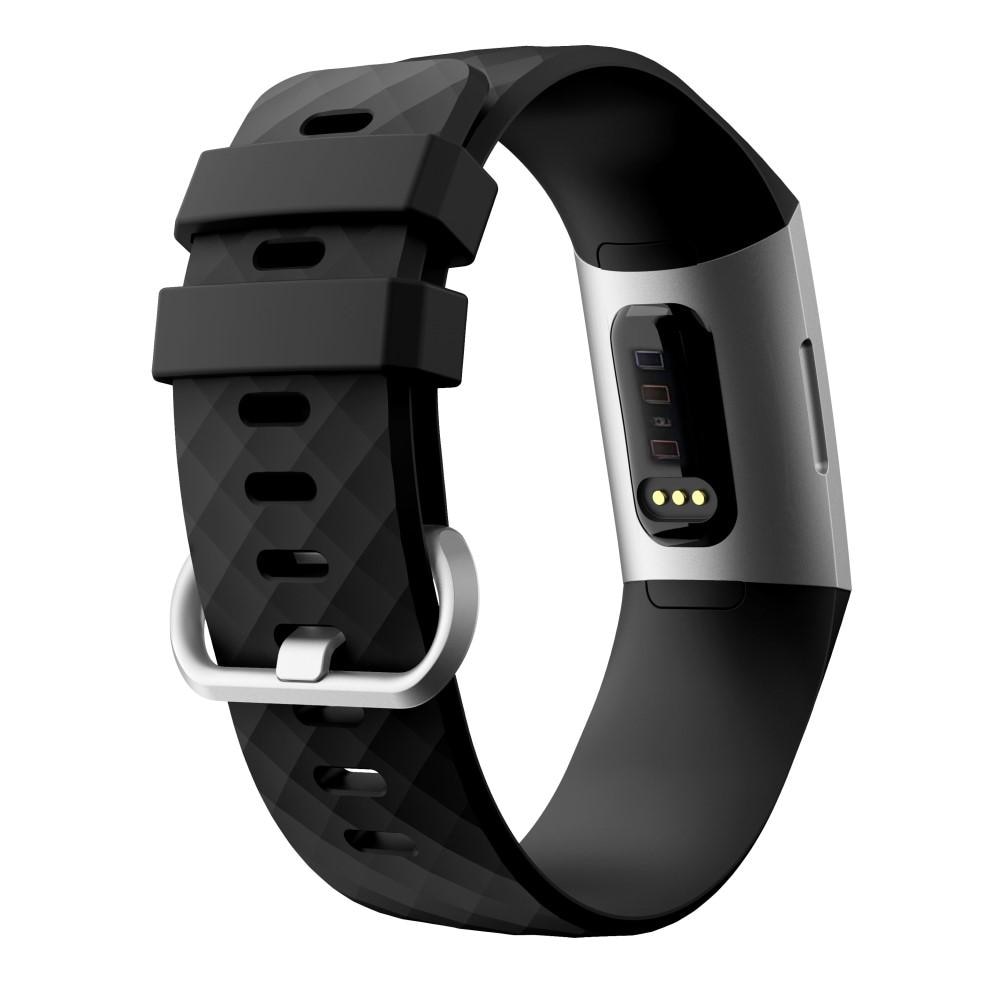 Correa de silicona para Fitbit Charge 3/Charge 4, Negro