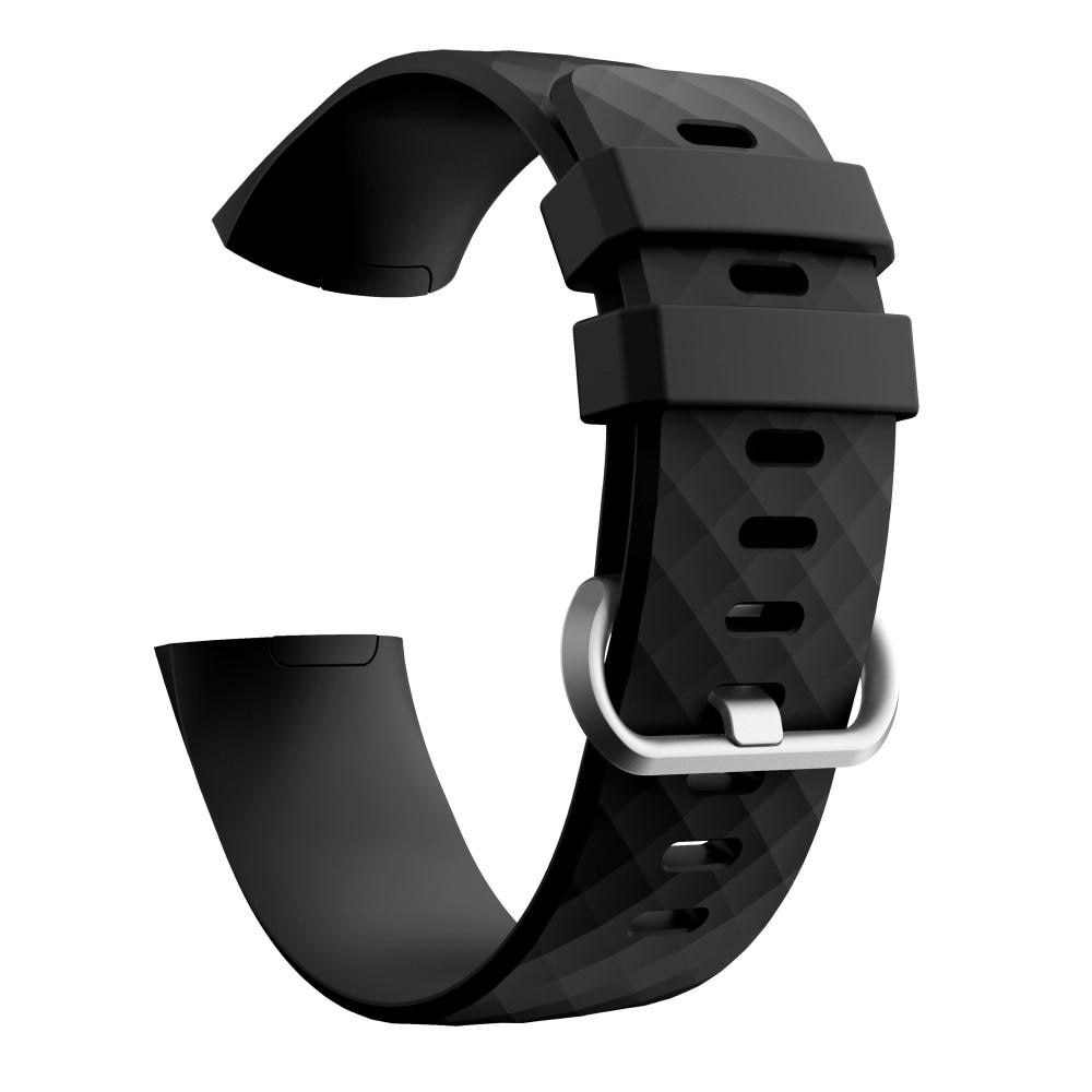 Correa de silicona para Fitbit Charge 3/Charge 4, Negro