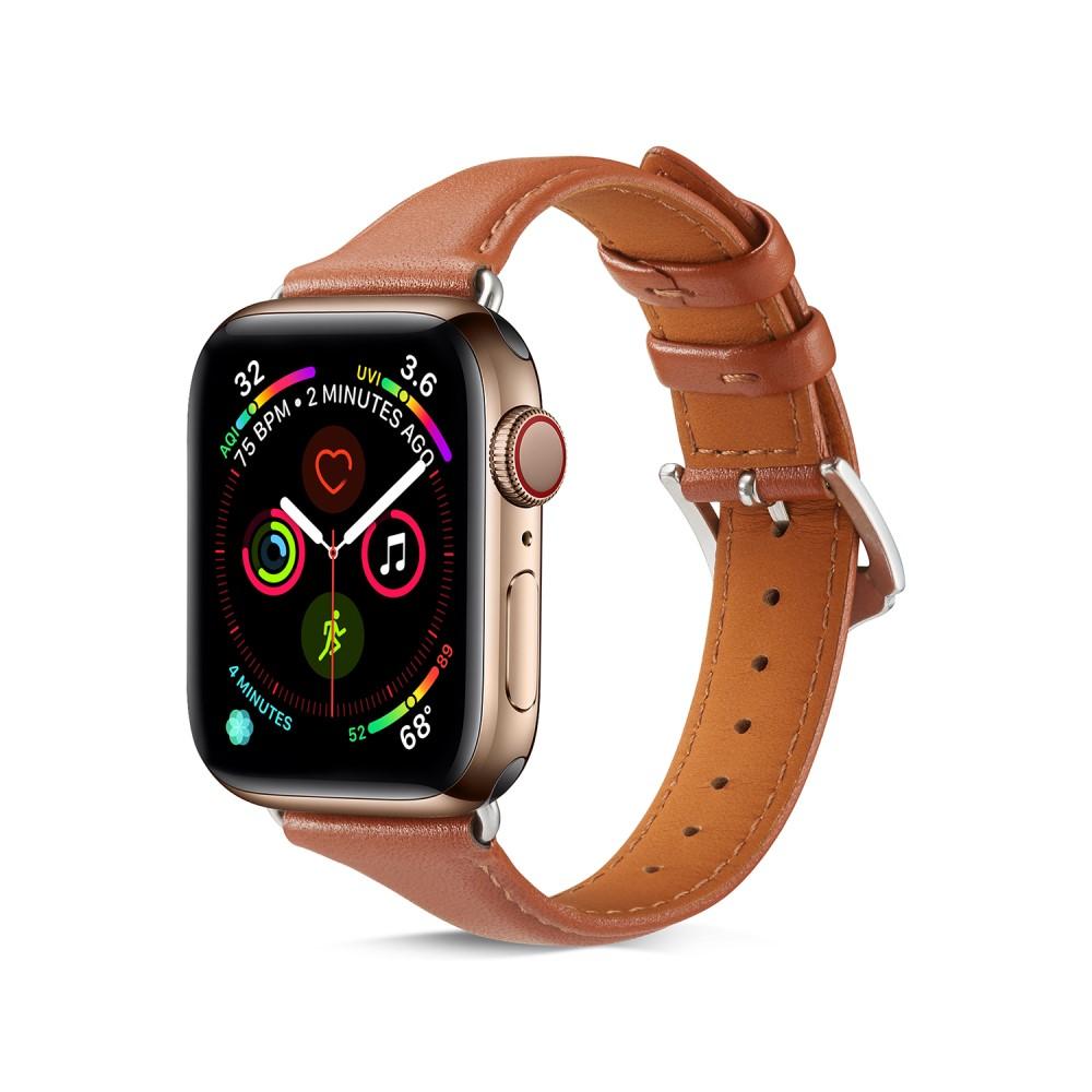 Correa fina de piel Apple Watch 44mm coñac