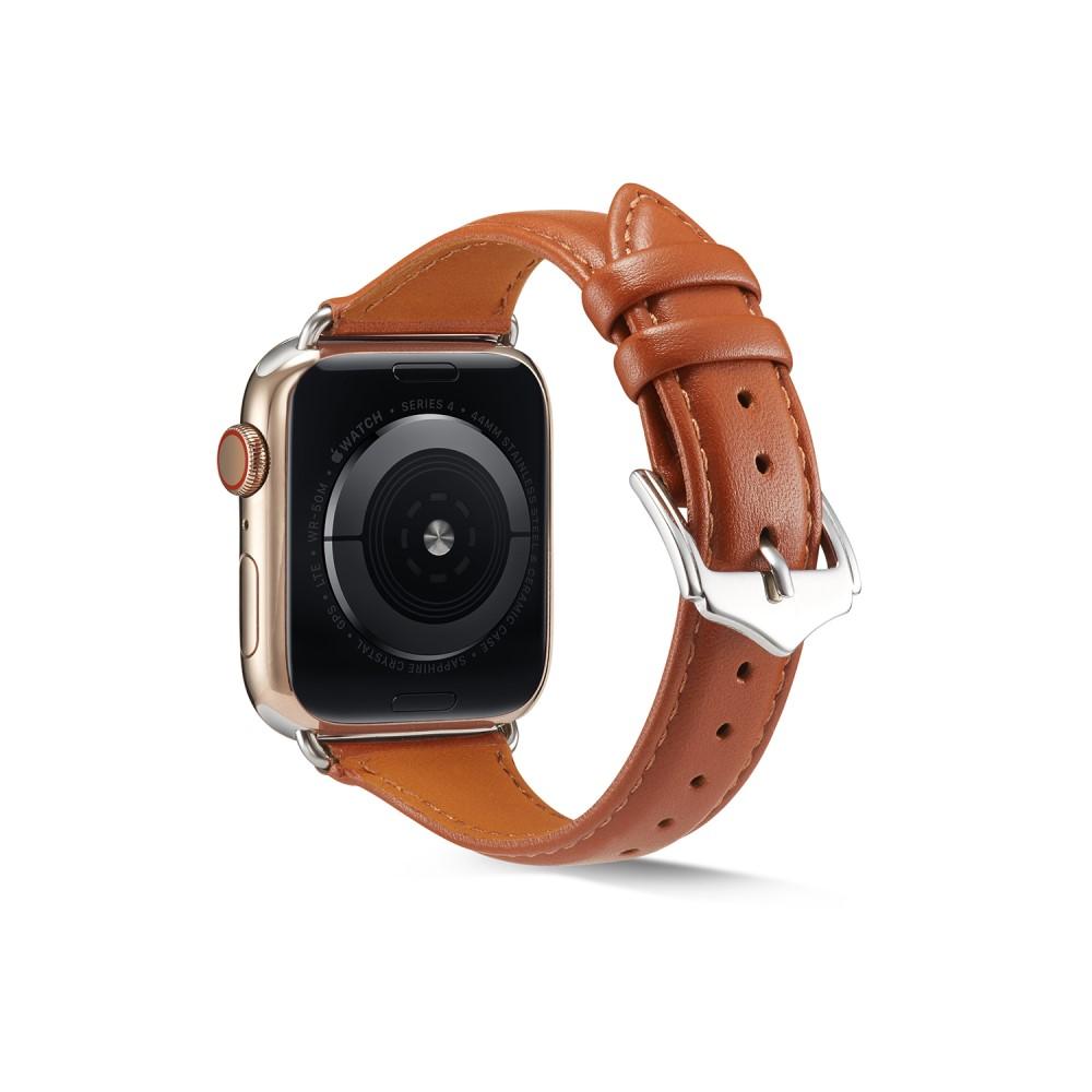 Correa fina de piel Apple Watch 41mm Series 9 coñac