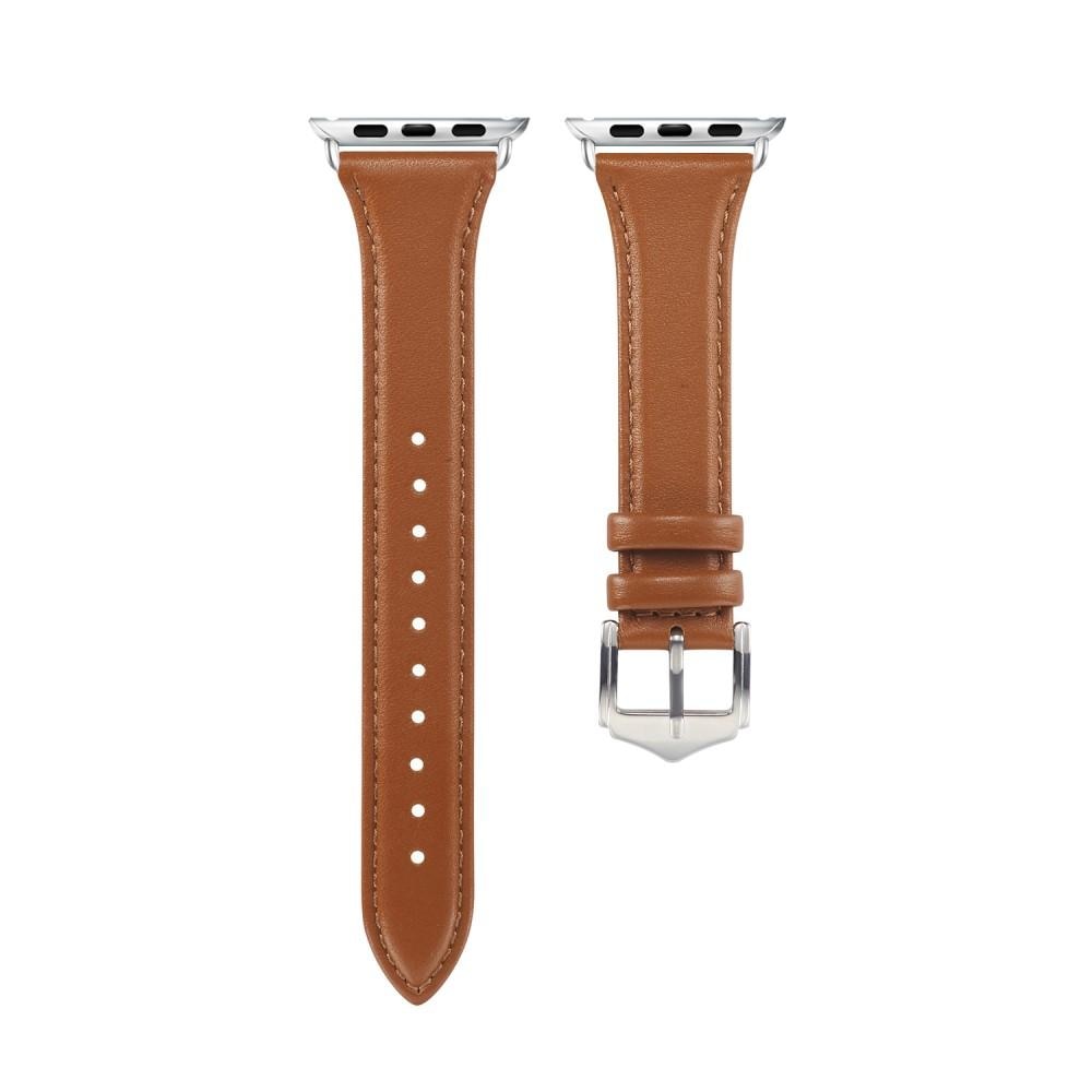 Correa fina de piel Apple Watch 41mm Series 8 marrón