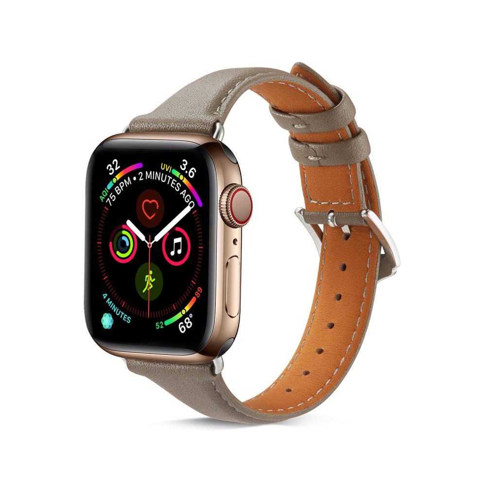 Correa fina de piel Apple Watch 40mm gris