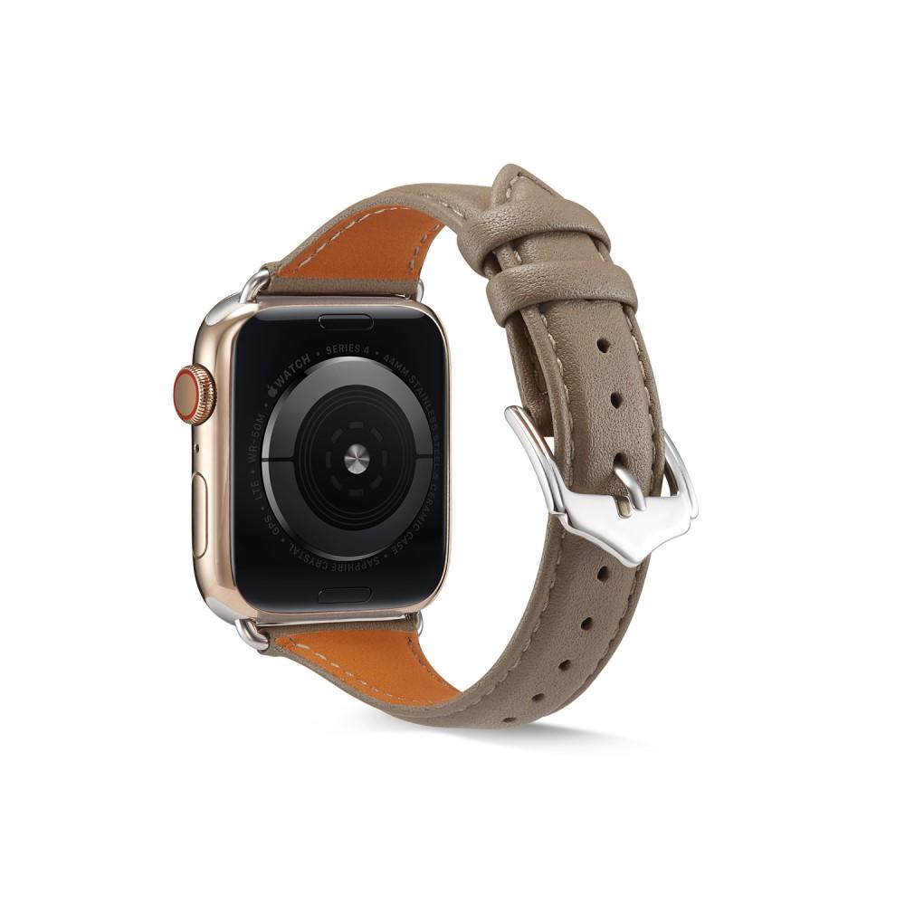 Correa fina de piel Apple Watch SE 40mm gris