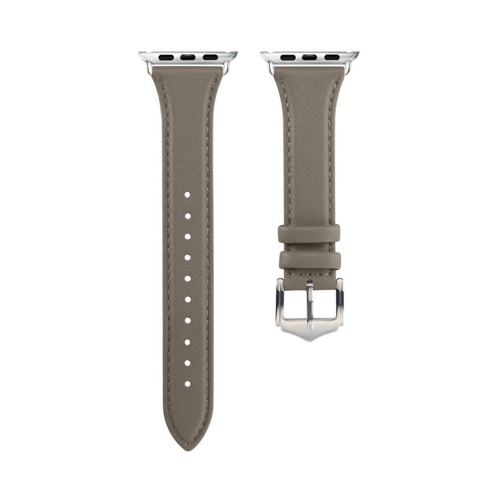 Correa fina de piel Apple Watch Ultra 49mm gris