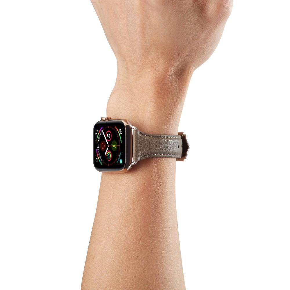 Correa fina de piel Apple Watch SE 40mm gris