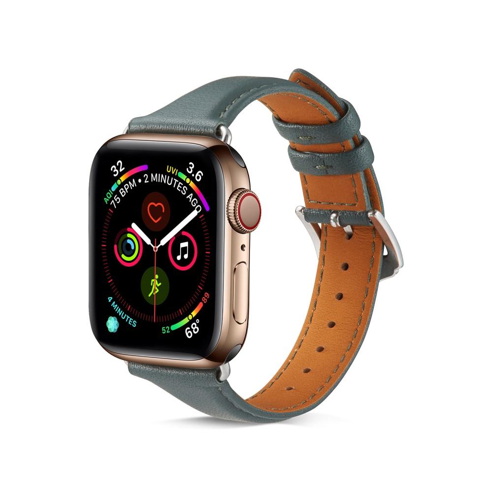 Correa fina de piel Apple Watch 38mm verde