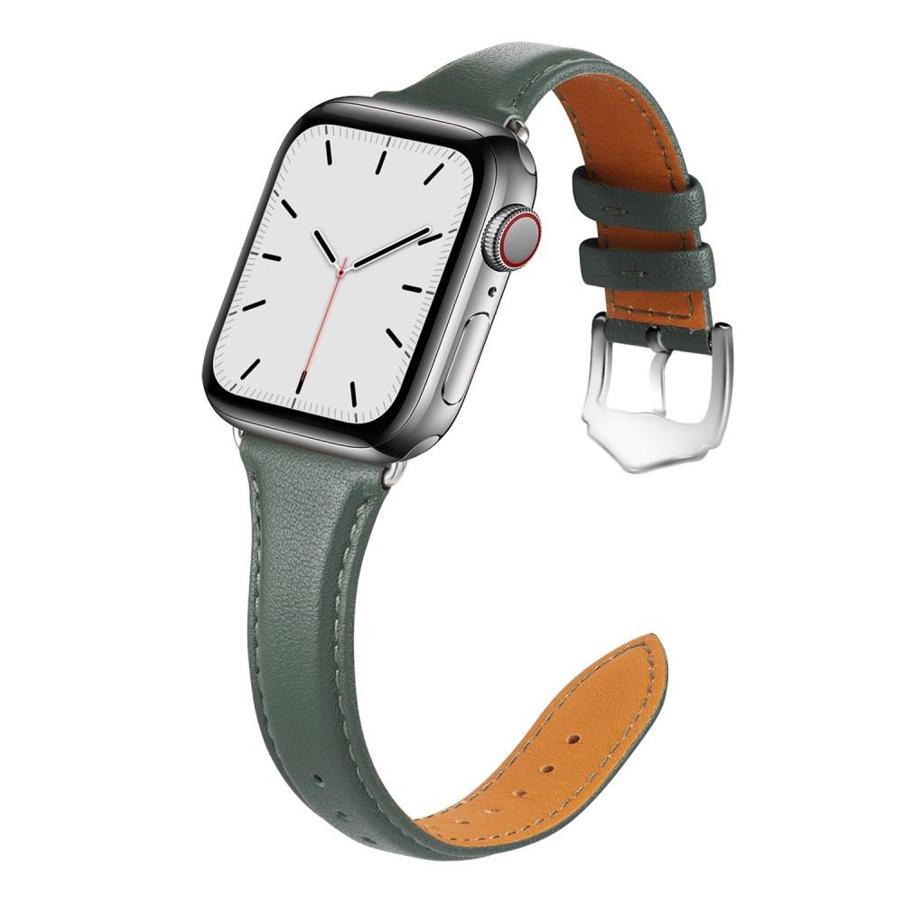 Correa fina de piel Apple Watch 41mm Series 8 verde