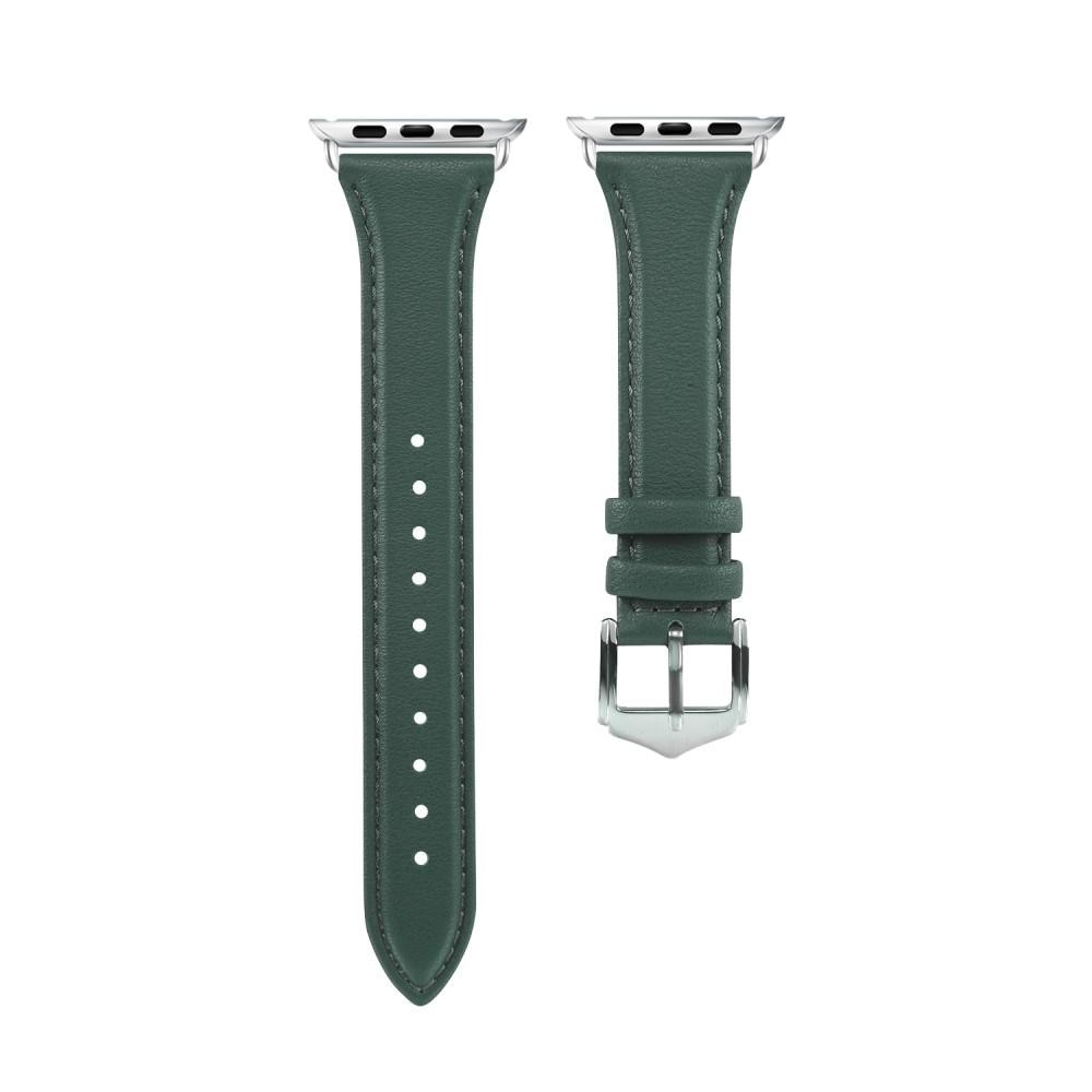 Correa fina de piel Apple Watch SE 40mm verde