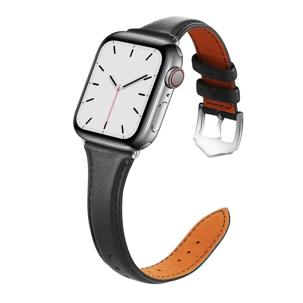 Correa fina de piel Apple Watch SE 40mm negro