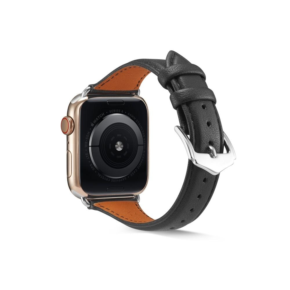 Correa fina de piel Apple Watch SE 40mm negro