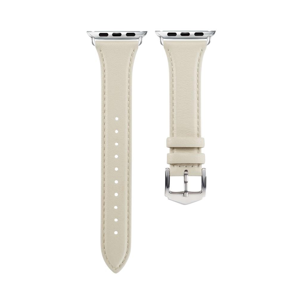 Correa fina de piel Apple Watch 38mm beige