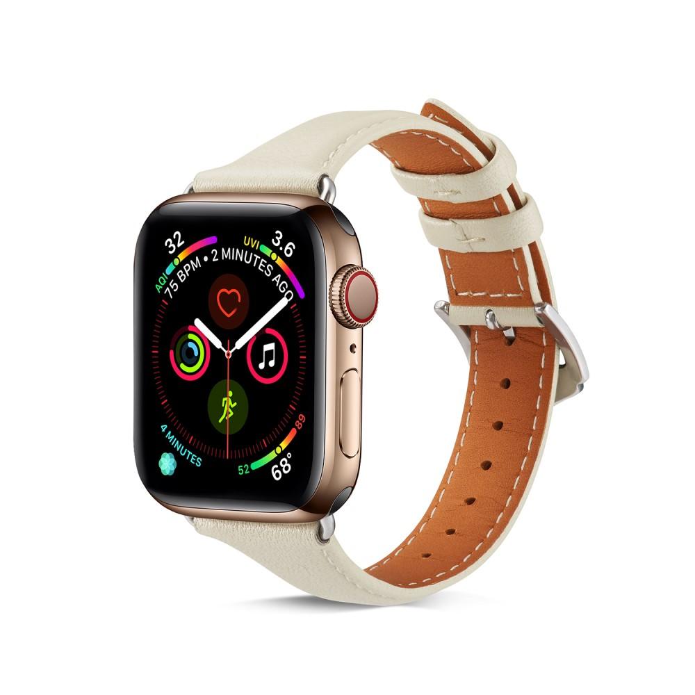 Correa fina de piel Apple Watch 41mm Series 9 beige