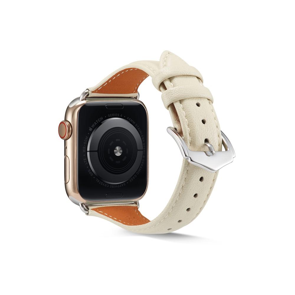 Correa fina de piel Apple Watch 41mm Series 7 beige