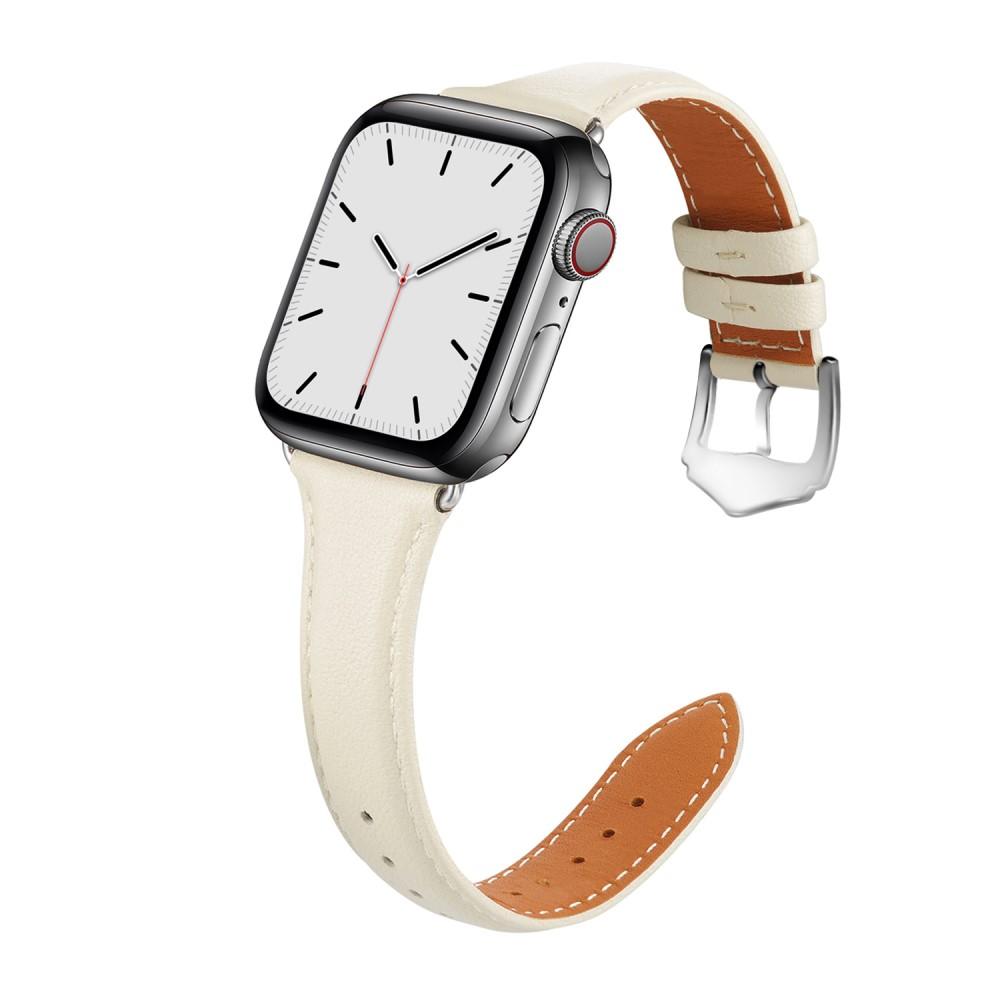 Correa fina de piel Apple Watch Series 10 46mm beige