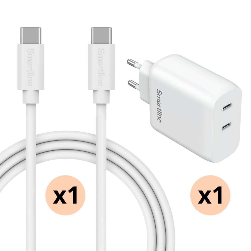 Cargador Premium Samsung Galaxy S24 FE - Cable de 2m y Dual cargador de pared USB-C 35W