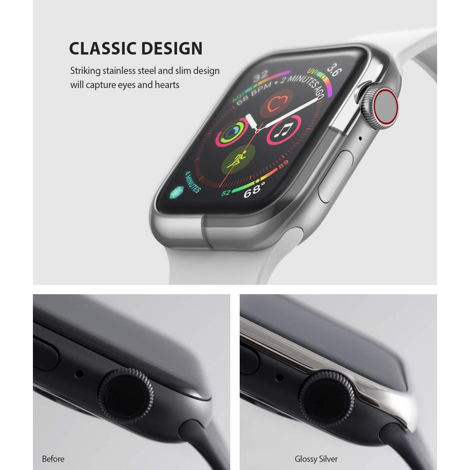Bezel Styling Apple Watch 41mm Series 9 Glossy Silver