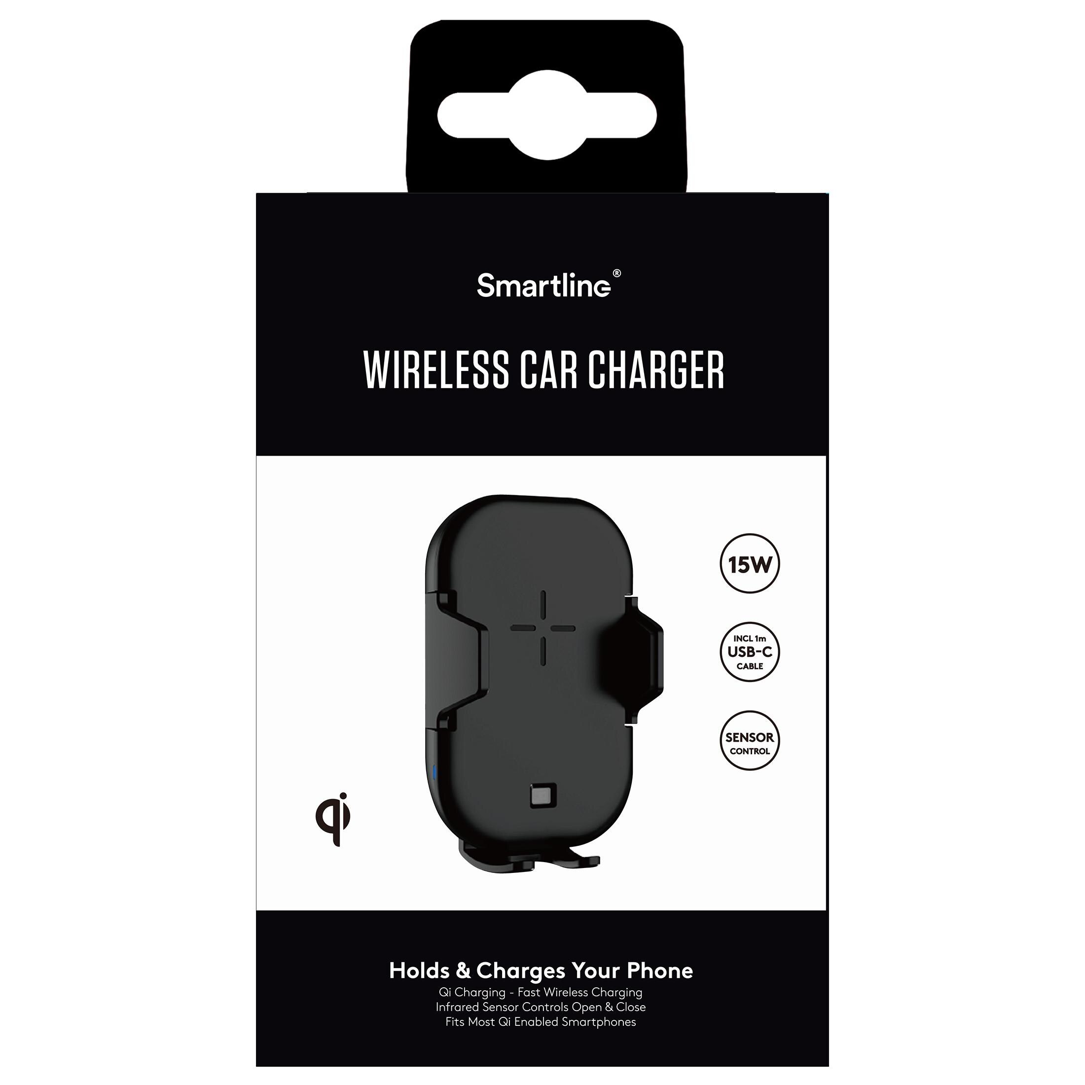 Cargador de coche inalámbrico 15W Qi negro