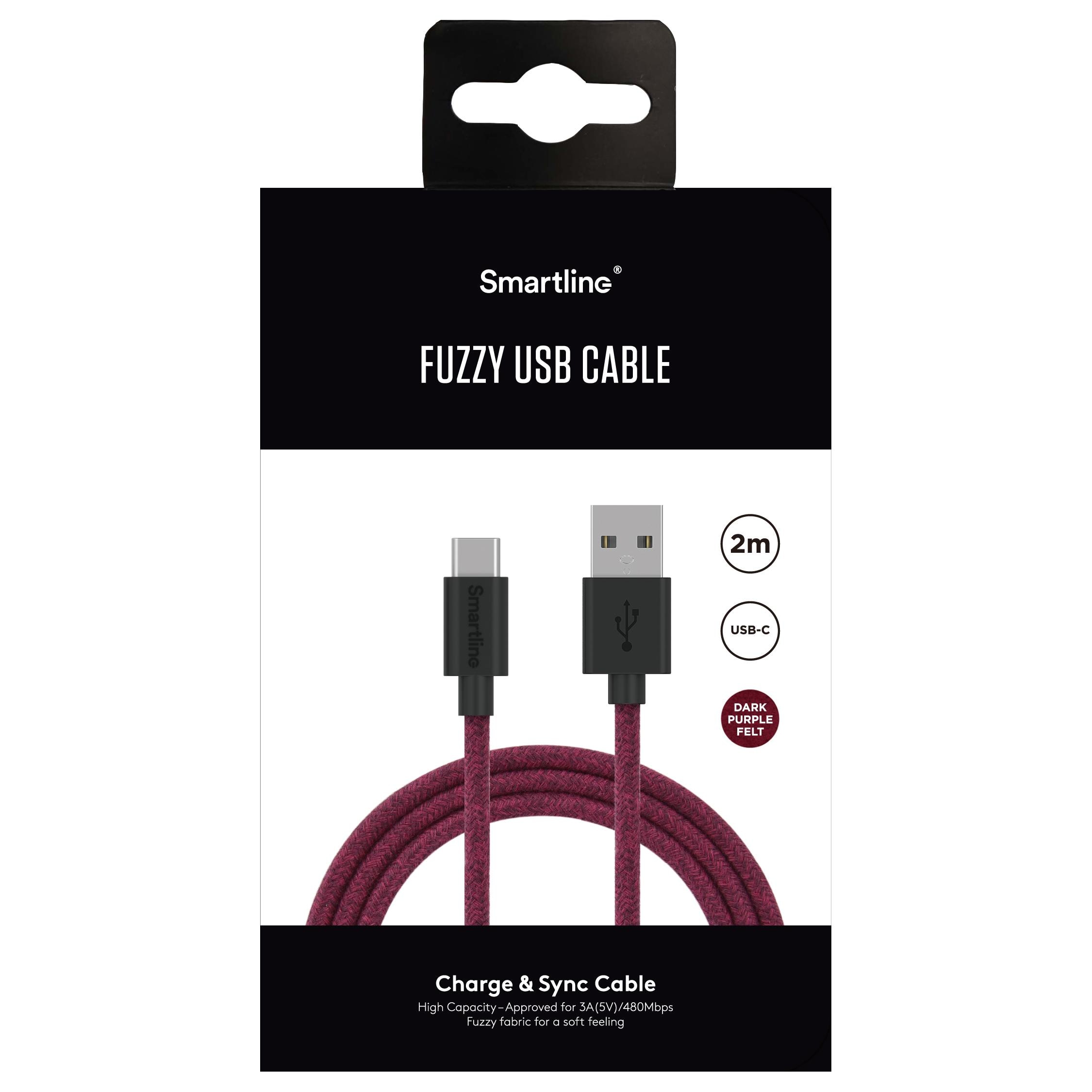 Fuzzy Cable USB-A a USB-C 2 metros Violeta