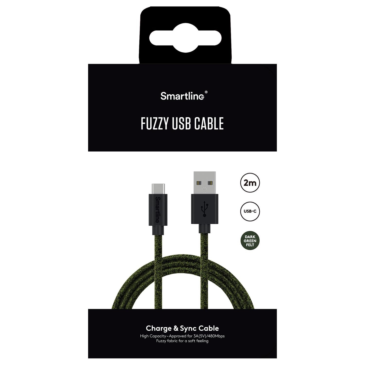 Fuzzy Cable USB-A a USB-C 2 metros Violeta