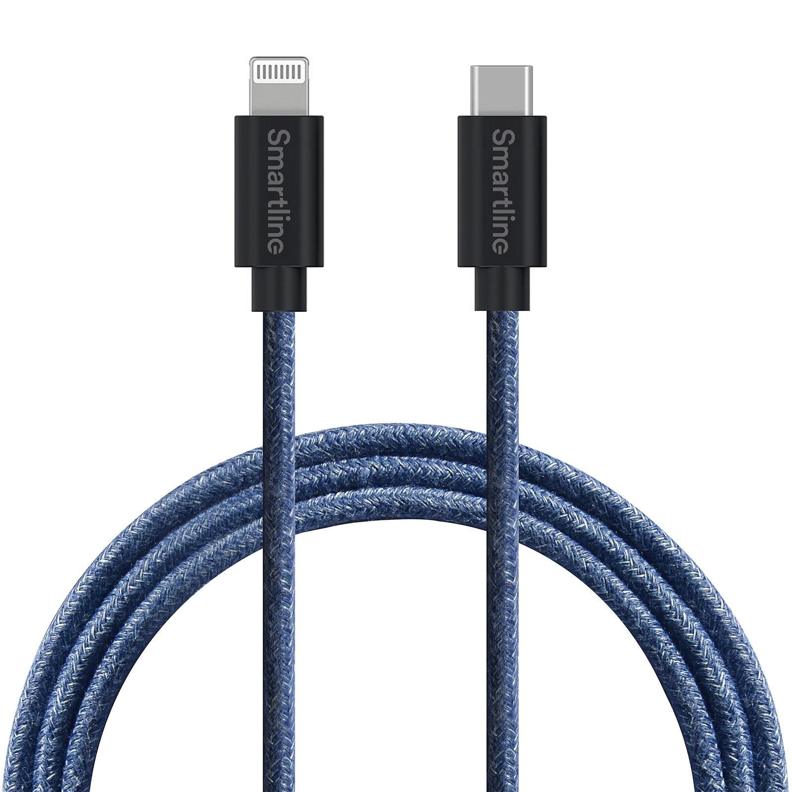 Fuzzy Cable USB-A a Lightning 2 metros Azul