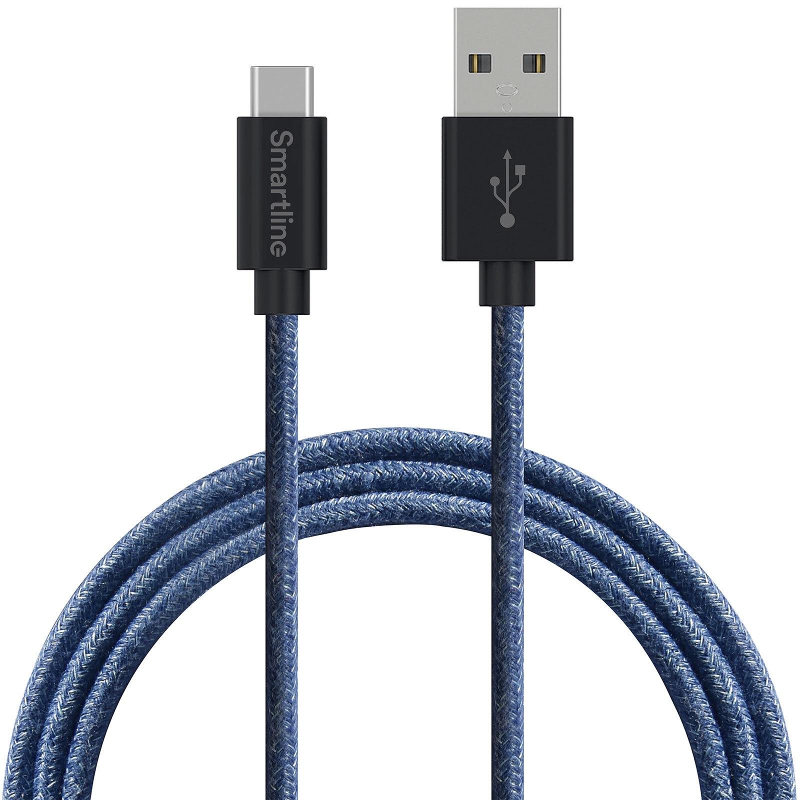 Fuzzy Cable USB-A a USB-C 2 metros Azul