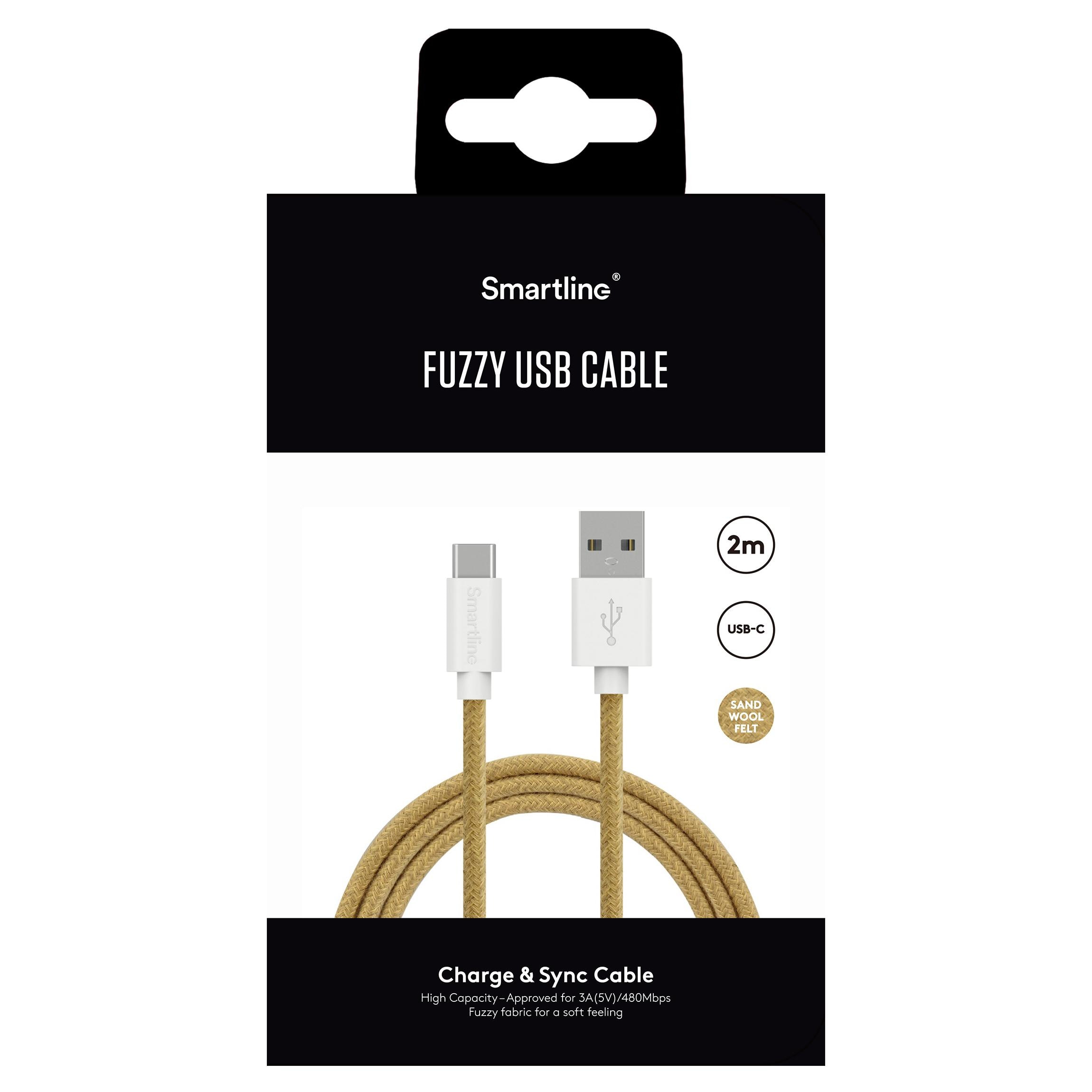 Fuzzy Cable USB-A a USB-C 2 metros Beige