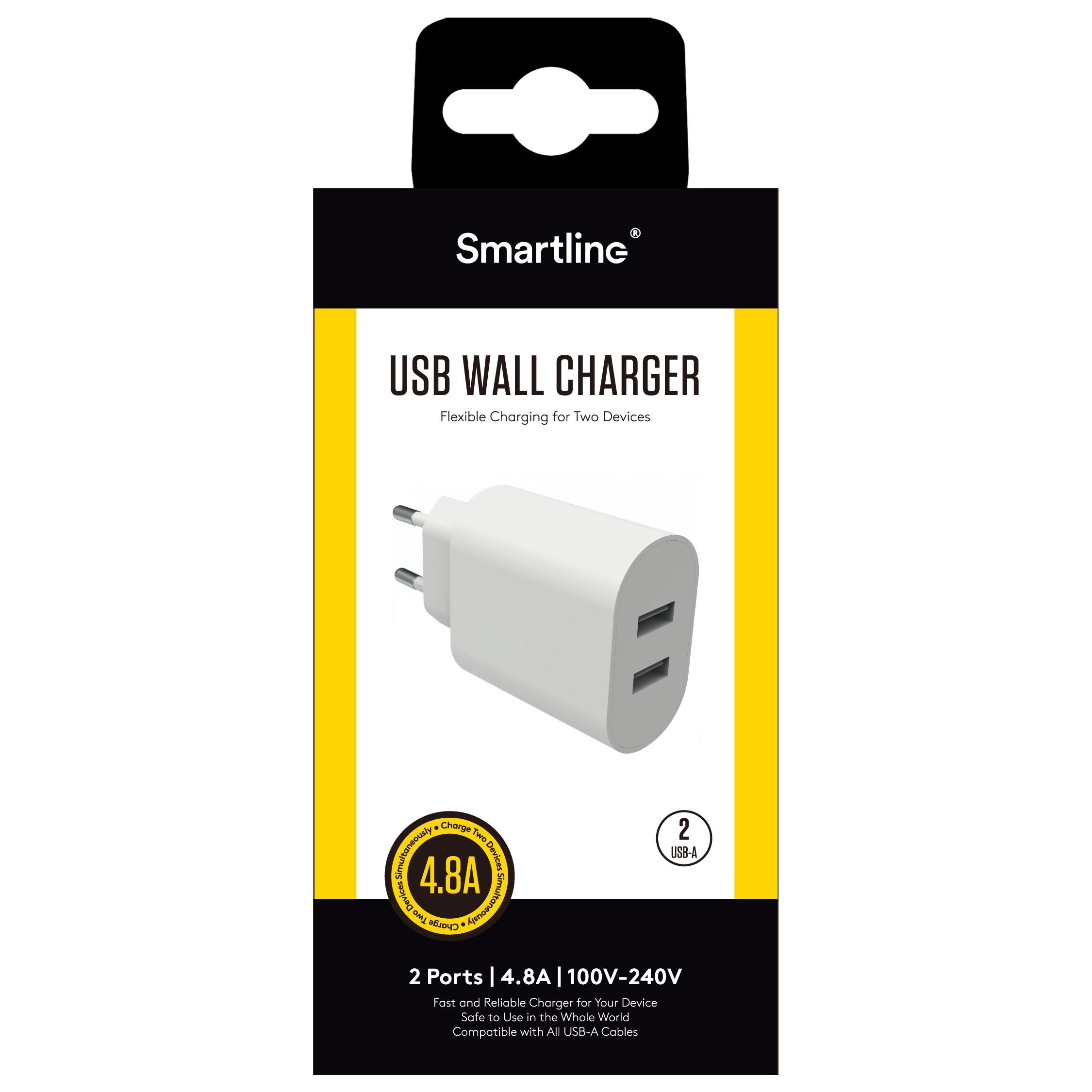 Cargador USB 2 puertos 4.8A Blanco