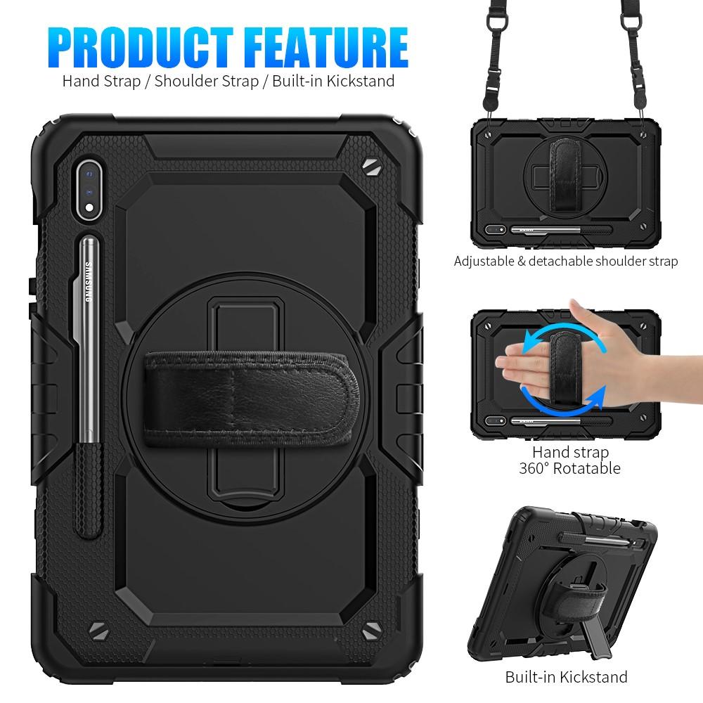 Full Protection Funda híbrida a prueba de golpes Correa el hombro Galaxy Tab S7/S8 11.0 Negro