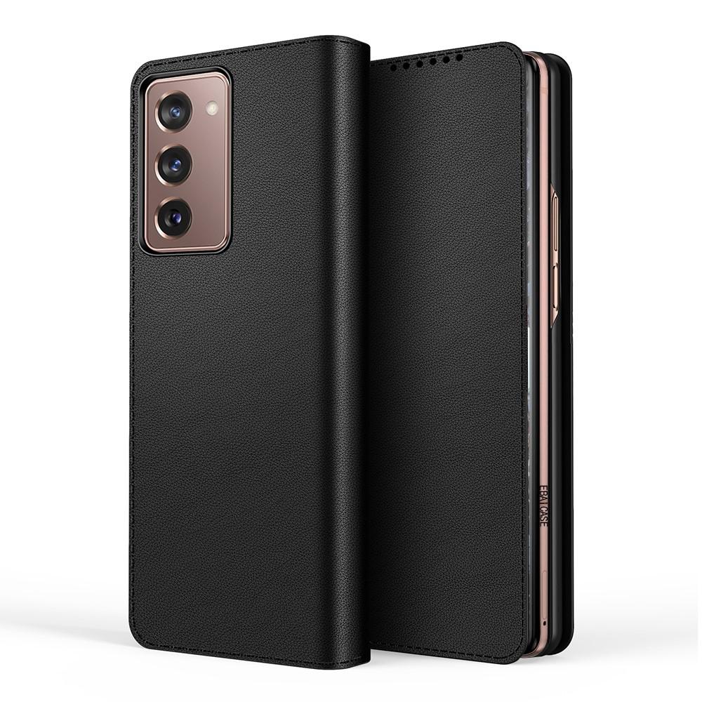 Funda de cuero genuino Samsung Galaxy Z Fold 2, Negro