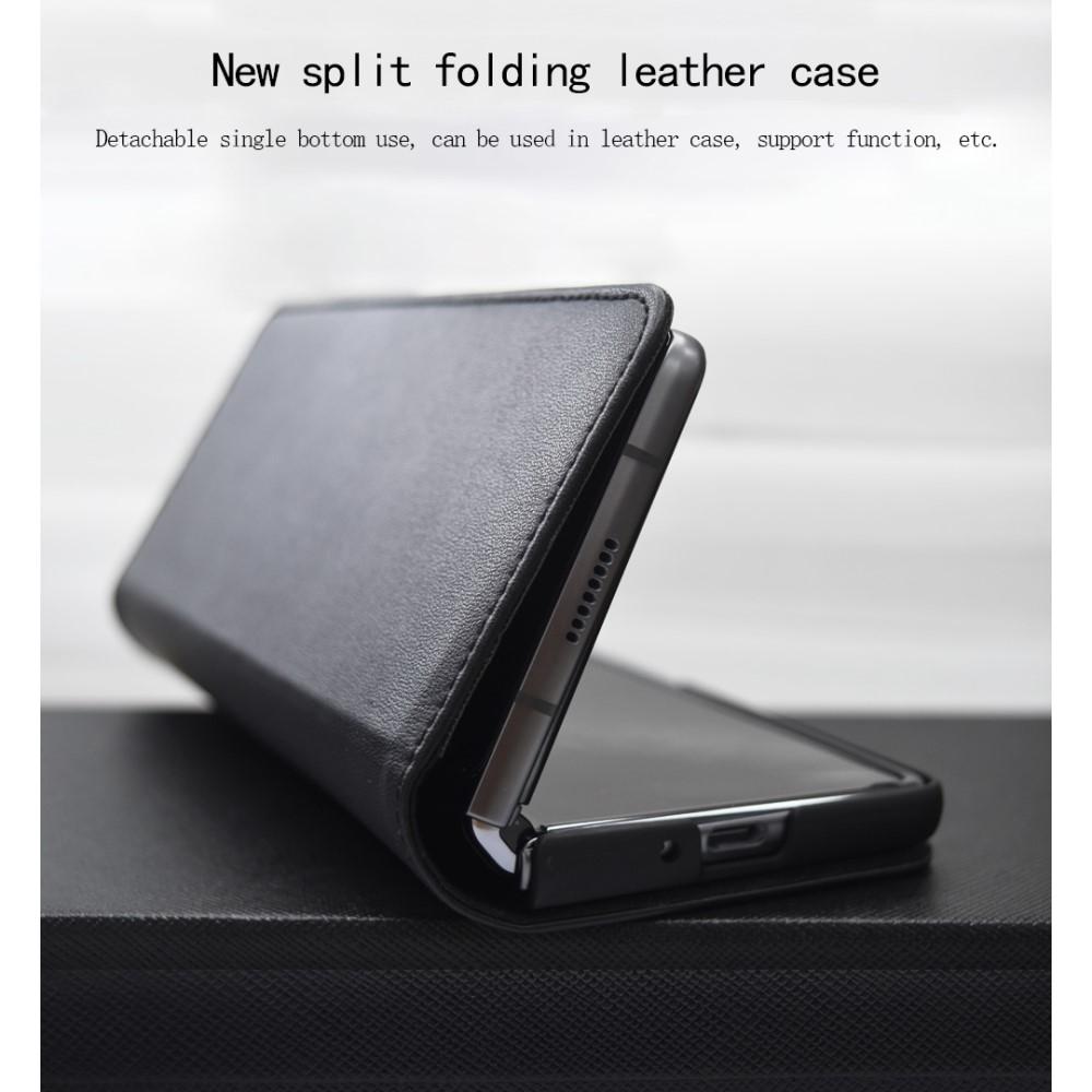 Funda de cuero genuino Samsung Galaxy Z Fold 2, Negro